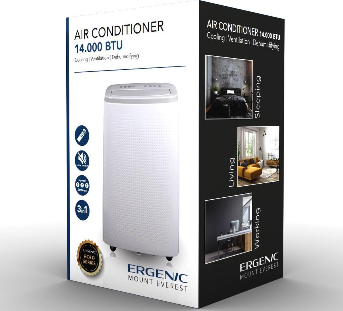 Ergenic - Airco - Mount Everest - 14.000BTU - Koelen - Ontvochtigen - Airconditioner - Wit