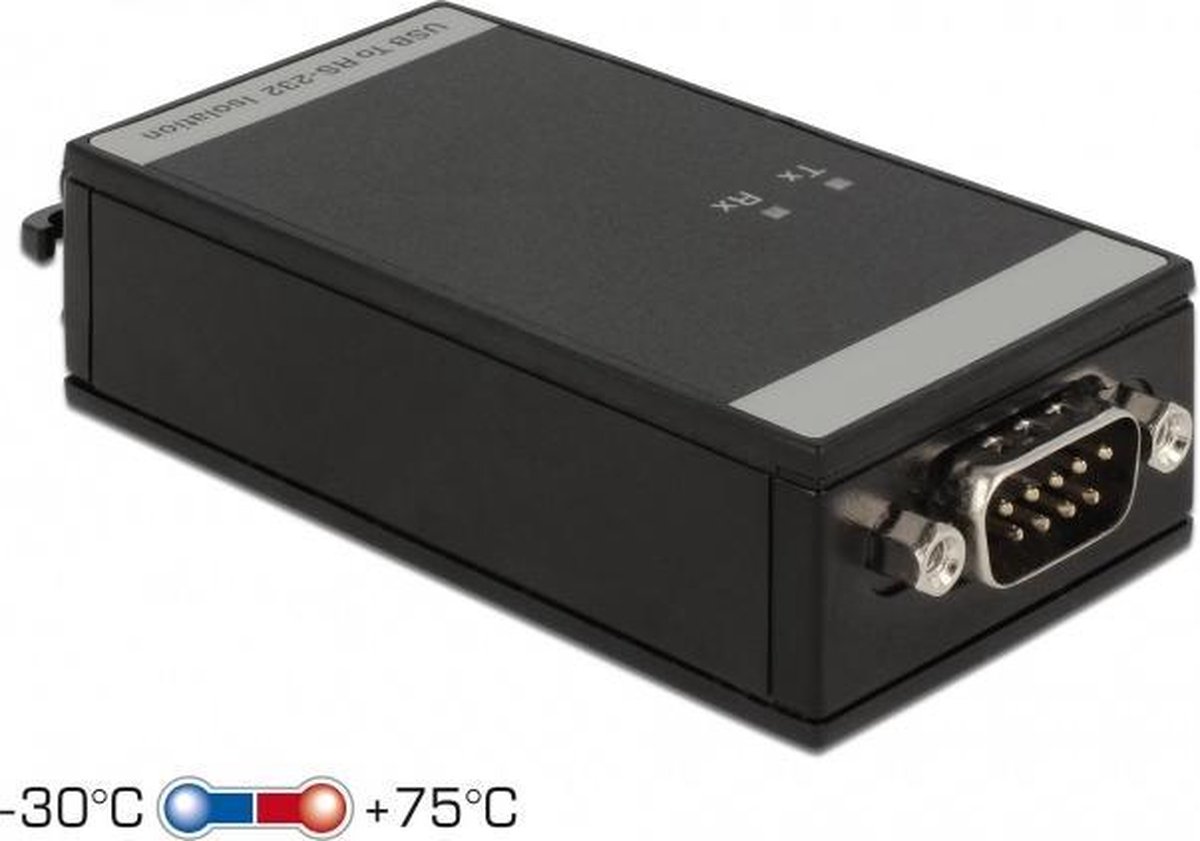 DeLOCK USB-A (m) naar 9-pins SUB-D met moeren (m) seriële RS232 adapter / FTDI chip / 5 kV Isolatie / ESD protectie
