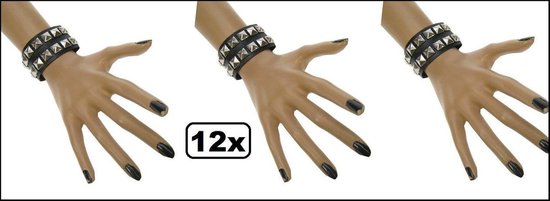 12x Punk armband 2 rijen nagels