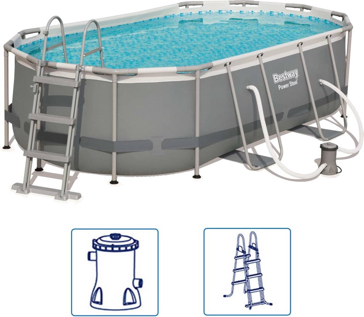Bestway Zwembadset Power Steel ovaal 427x250x100 cm 56620