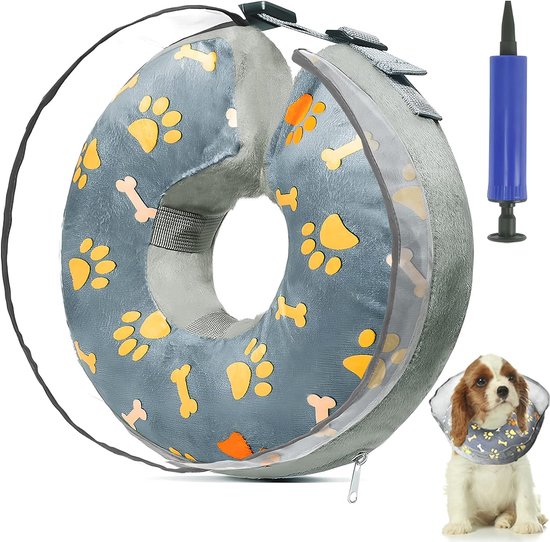 Opblaasbare halsband voor honden - Beschermende Hondenkraag klittenbandsluiting - M