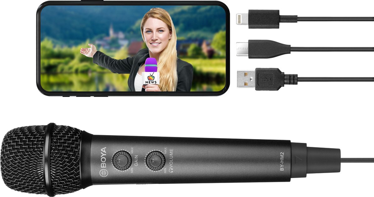 Boya Digitale Handheld Microfoon BY-HM2 voor iOS, Android, Windows en Mac