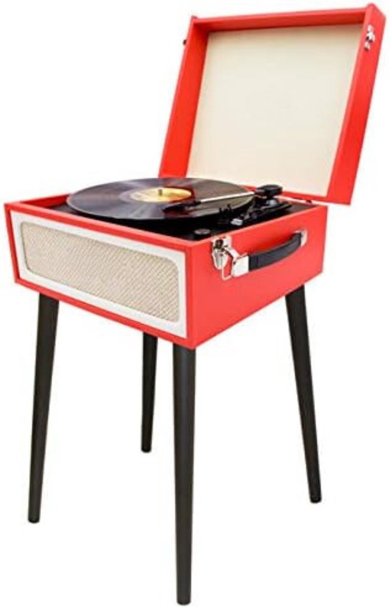 Platenspeler Meubel - Platenspeler Kast - Vinyl Kast - Draaischijf Met Poten - Rood