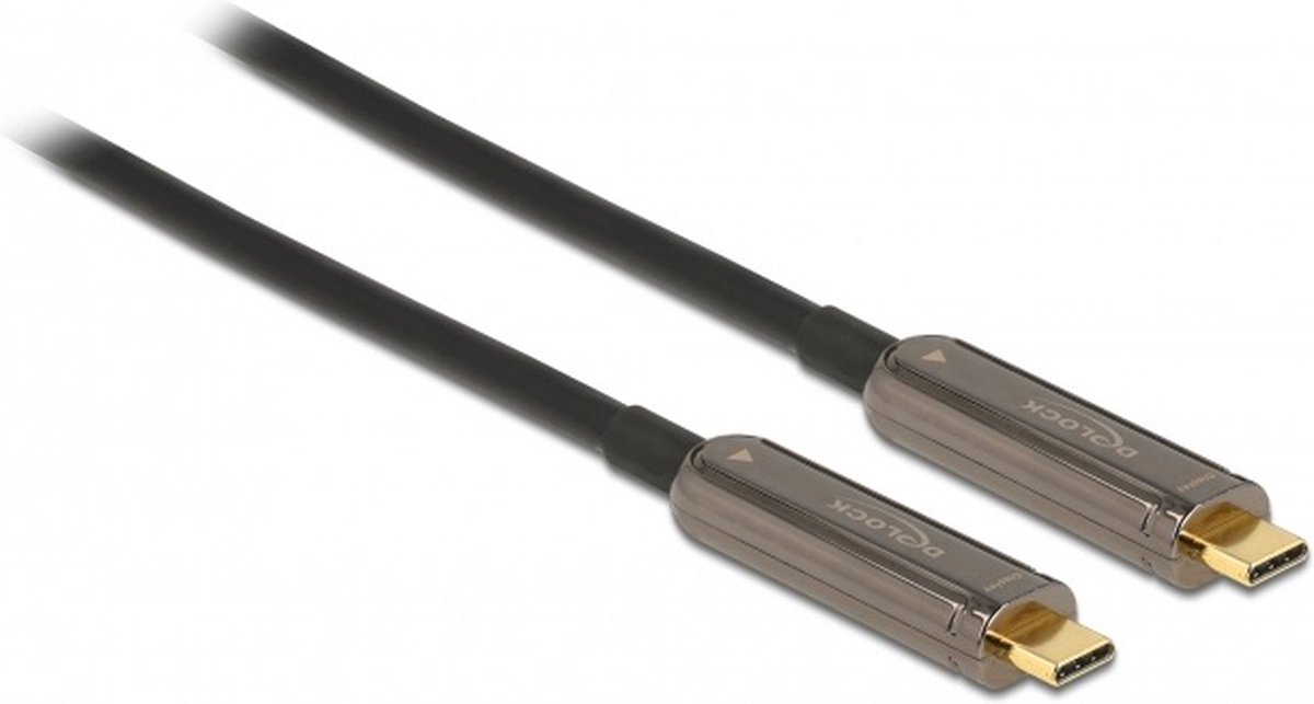 DeLOCK actieve optical fiber USB-C naar USB-C video kabel - 4K 60Hz HDR / zwart - 10 meter