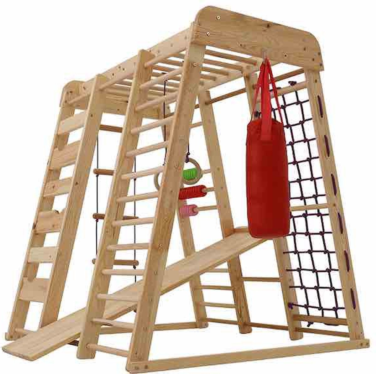 Juliard Club - SPEELHOEK B5 BUITEN-speltoestel met glijbaan- klimtoestel combinatie met bokszak-speltoren voor buiten-klimrek set voor buiten