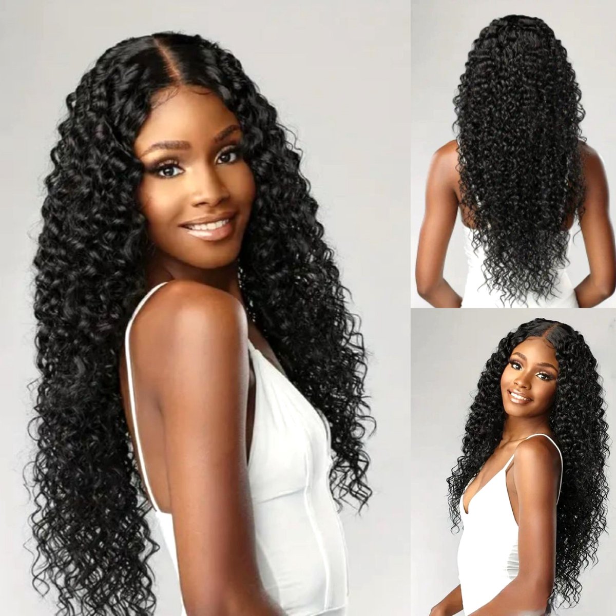 Braziliaanse remy pruik 24 inch diepe golf echt menselijke haren - natuurlijk zwart- real human hair 4x4 lace closure pruik