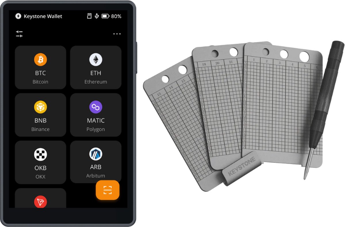 Keystone 3 Pro + Keystone Tablet Punch - Voordeelbundel - Hardware Wallet + Seed Phrase Protect