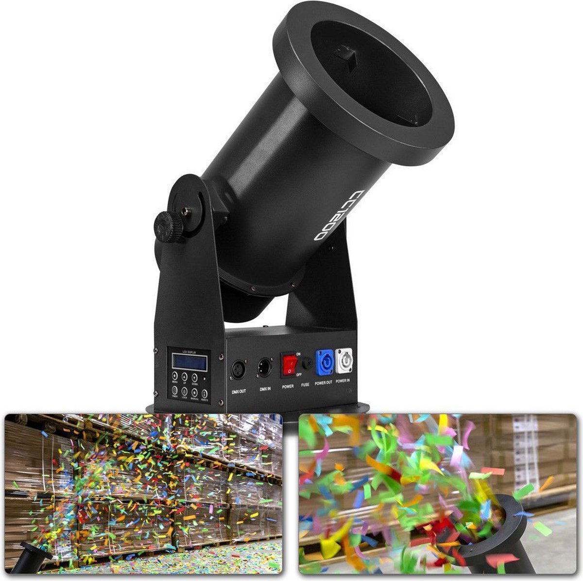 BeamZ CC1200 Confetti launcher met DMX en draadloze afstandsbediening