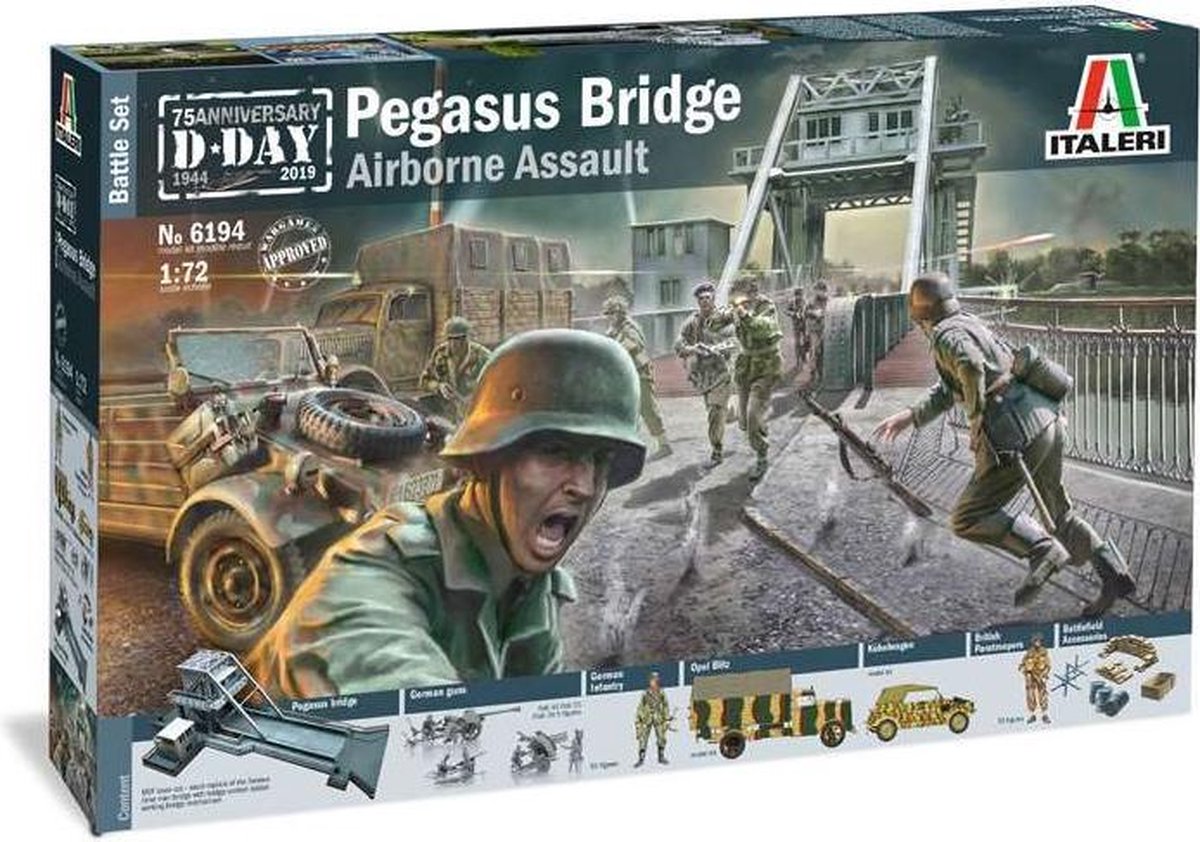 1:72 Italeri 6194 Pegasus Bridge - D.Day 75 ann. 1944-2019 - Battle Set Plastic Modelbouwpakket