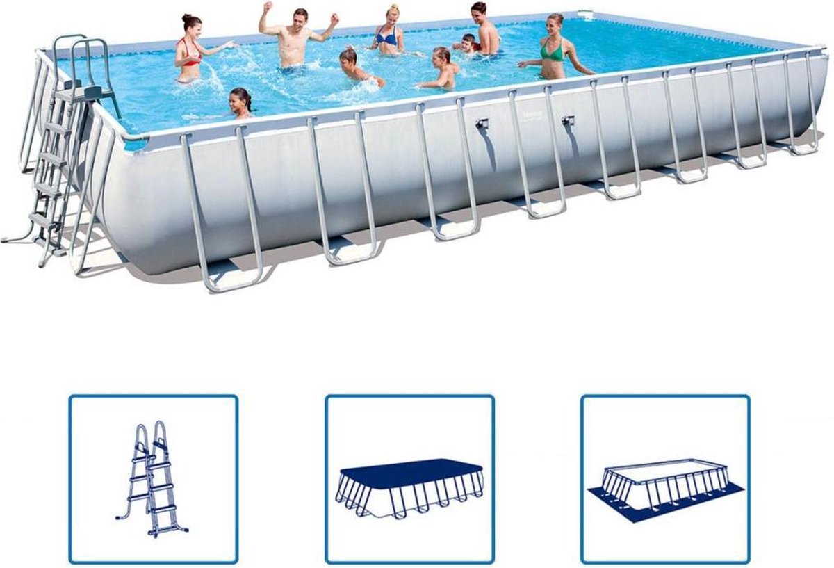 Bestway Power Steel Zwembadset rechthoekig 956x488x132 cm staal 56623