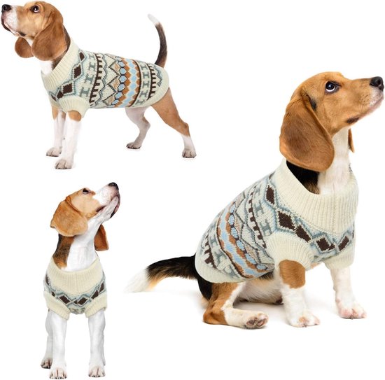 Honden Trui Kleine Honden Trui voor Chihuahua Bulldog Maltese Hondenkleding Honden Trui voor Kleine tot Middelgrote Honden Warme Lente en Herfst Winterkleding (Wit, L)