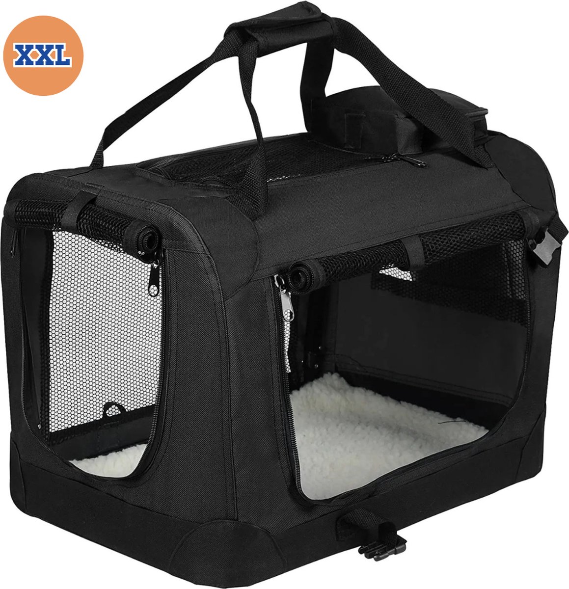 Reismand Katten & Honden - Reistas Vervoersbox Opvouwbaar - Vervoer Tas Kattenbox Hondenrugzak Voor Honden Katten - Hondendraagtas Rugzak - Zwart XXL