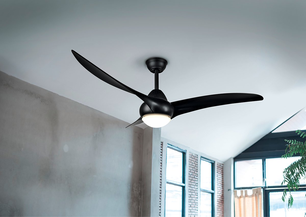 LED Plafondlamp met Ventilator - Plafondventilator - Torna Alasin - 20W - Aanpasbare Kleur - Afstandsbediening - Dimbaar - Rond - Mat Zwart - Kunststof