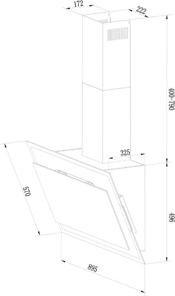 Klarstein Mirage 90 Afzuigkap - 550 M³/H - Touch Paneel - RGB - Ambient Licht - Zwart