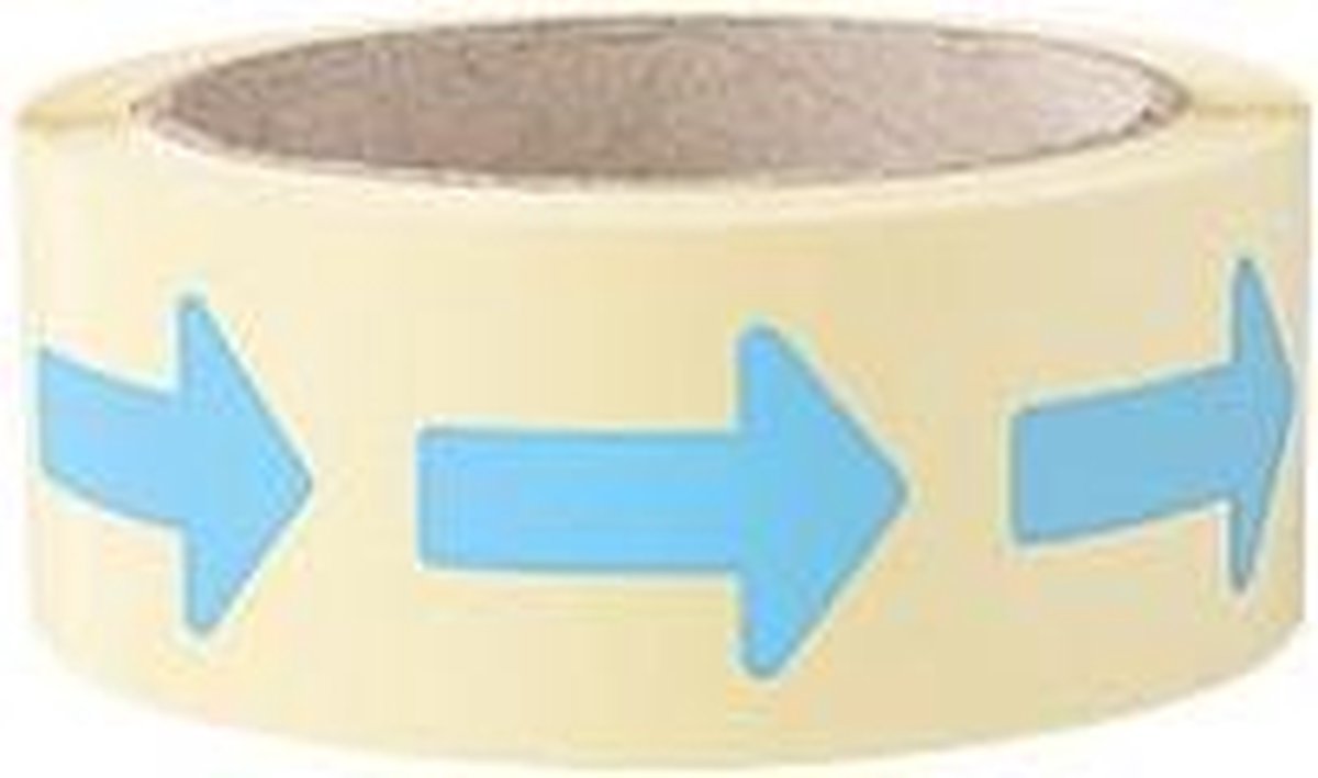 Beschrijfbare pijl stickers - zelfklevend papier - 35 x 25 mm - 500 stuks op rol Lichtblauw