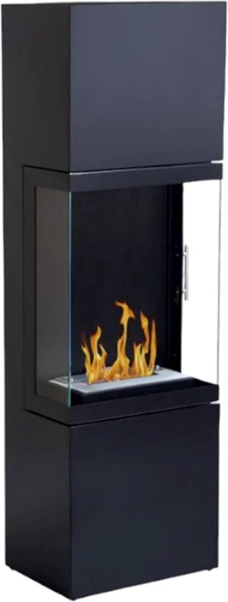Bio ethanol haard - Mavellino Bio Ethanol Vrijstaand Kachelhaard H140 CM - Bio ethanol zwarte kachel met glazen deur - bio ethanol openhaard - bio ethanol sfeerhaard - bio ethanol vrijstaande kachel - bio ethanol vloerhaard