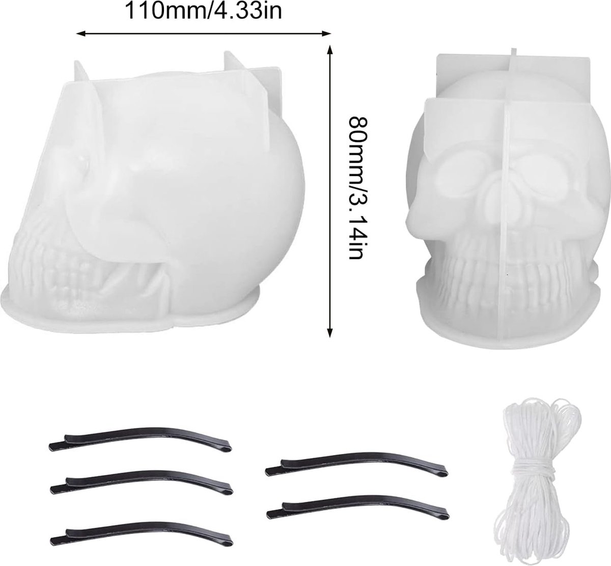 8 stuks schedel siliconen mal set, Asaisimg 3D schedel kaars mallen, schedel schimmel voor epoxyhars, schedel kaars mallen voor kaars maken, epoxy, zeep, Halloween kaarsen