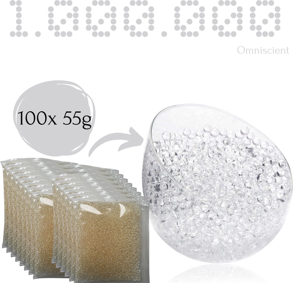 Waterparels Transparant - 1.000.000 Stuks - 5500 gram - Gelballetjes - Waterbeads - Waterabsorberende Balletjes