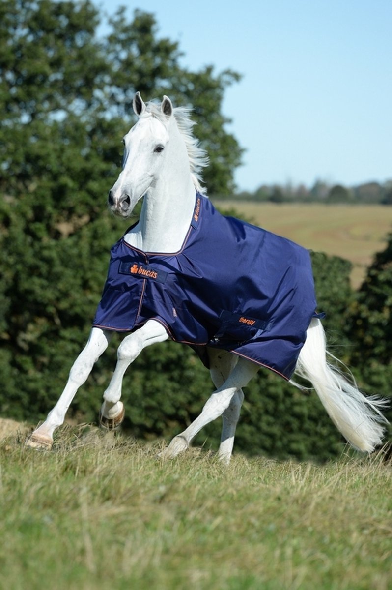 Bucas Deken Therapy Turnout 300gr Donkerblauw-oranje - 140/191