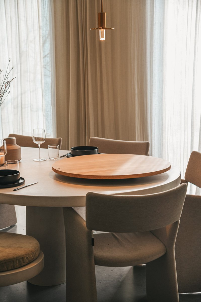 COOKX - Eiken draaiplateau XL - Houten Serveerplank - Nature White - 75 cm