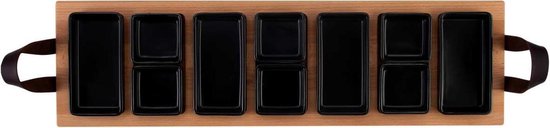 Bowls and Dishes Borrelplank | Serveertray | Dienblad 69cm 7-vaks met schaaltjes zwart