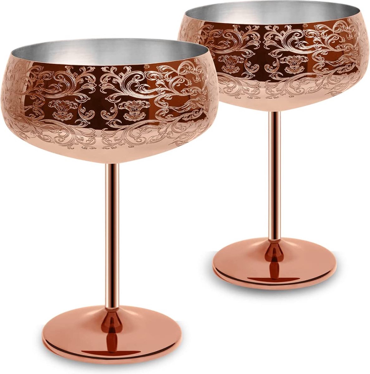 stainless steel wine glasses - royal style wine cups / High Quality - - Perfect for Home, Restaurants and Parties - Champagne Glasses \ Premium product / Tonic Cocktail Glasses