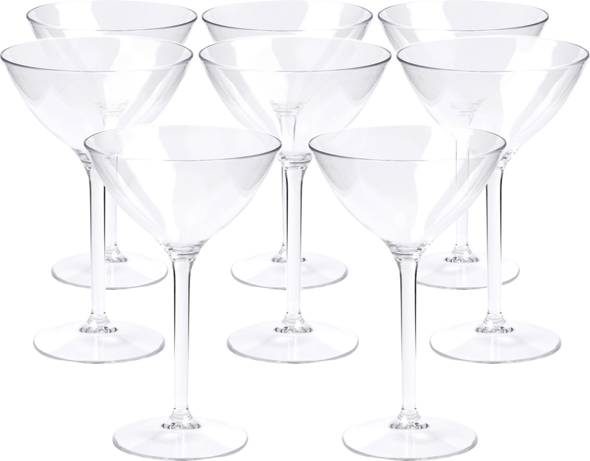 Depa Cocktail/Martini glas - 20x - transparant - onbreekbaar kunststof - 300 ml - Feest glazen