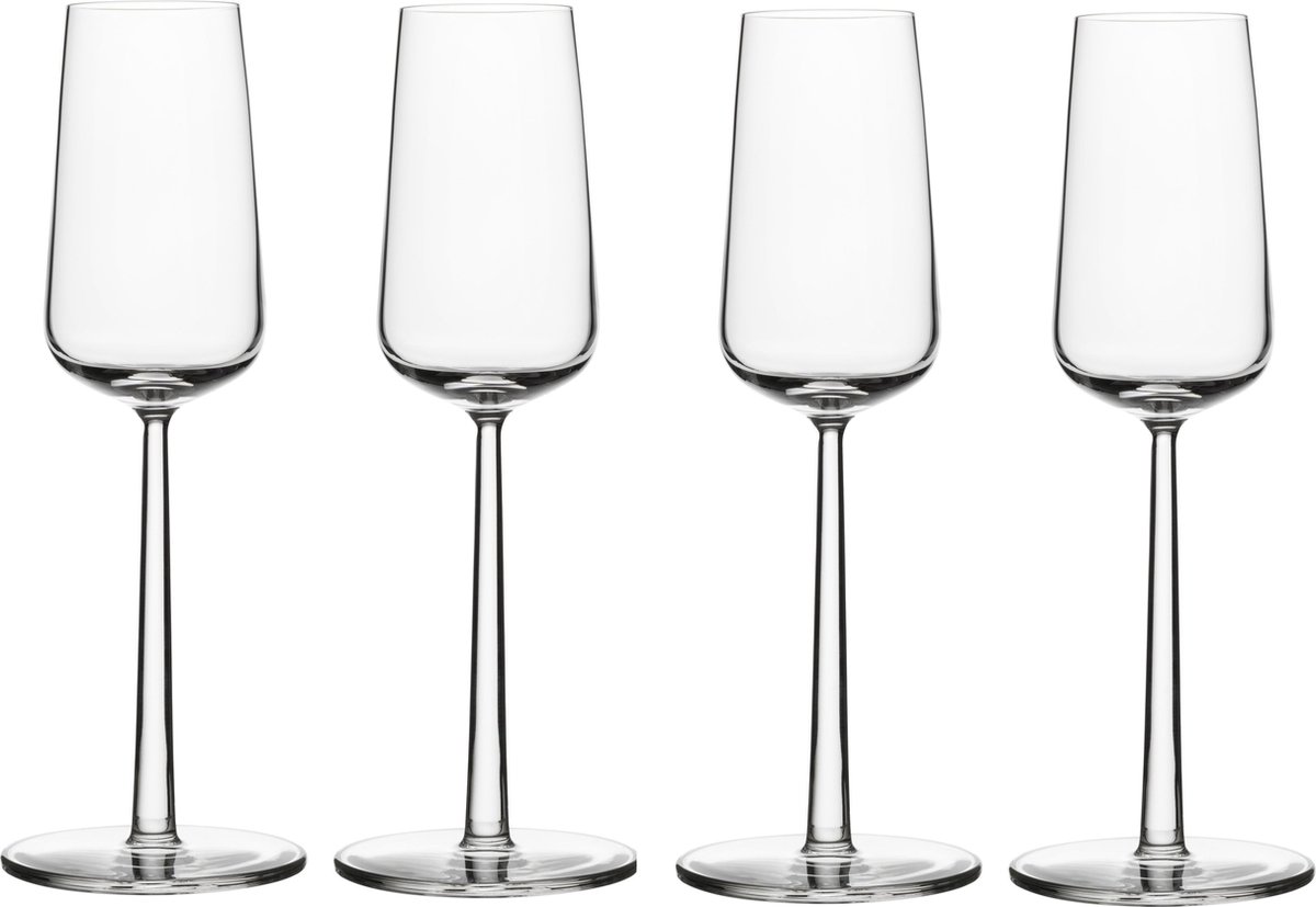 Iittala Essence - Champagneglazen – Champagneglas op Voet - Transparant - 21 cl – Set van 4 Glazen