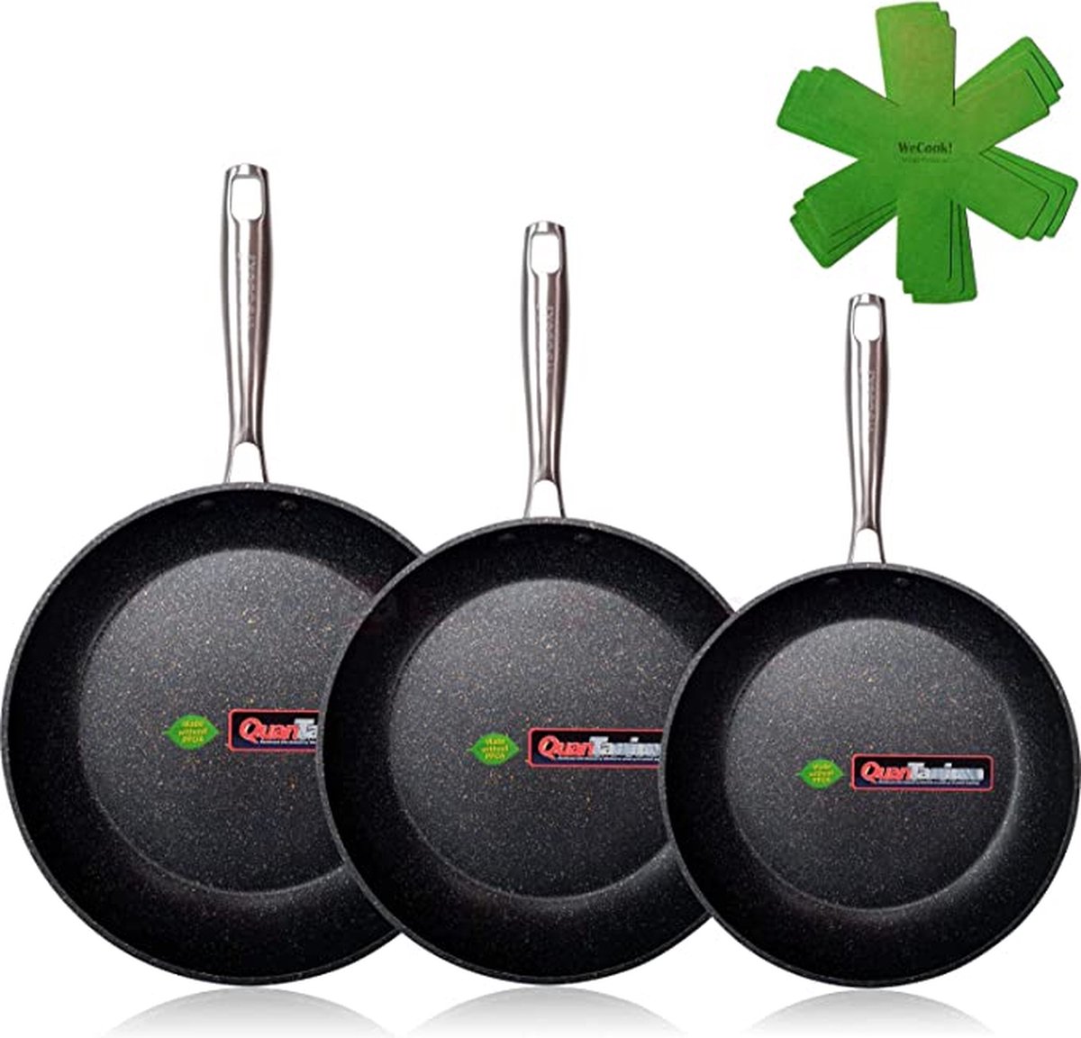 kookpotten / pannen set - Non-stick / Koekenpannenset, frying pan set, PFAS-vrij, vaatwasserbestendig18-20-24 cm