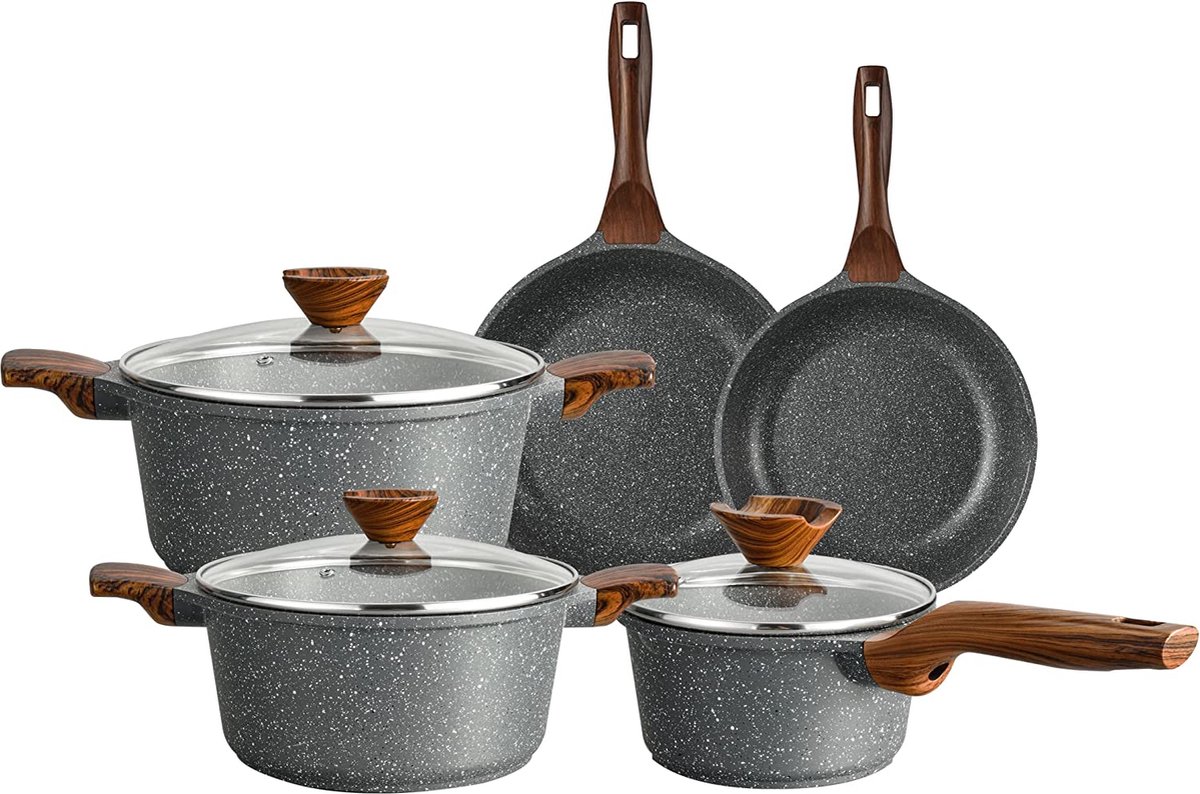 kookpotten / pannen set - Non-stick / Koekenpannenset, frying pan set, PFAS-vrij, vaatwasserbestendig