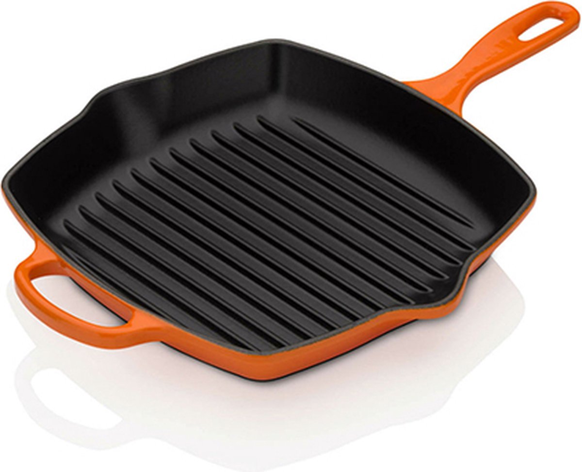 Le Creuset Gietijzeren vierkante grillpan Oranjerood 26cm
