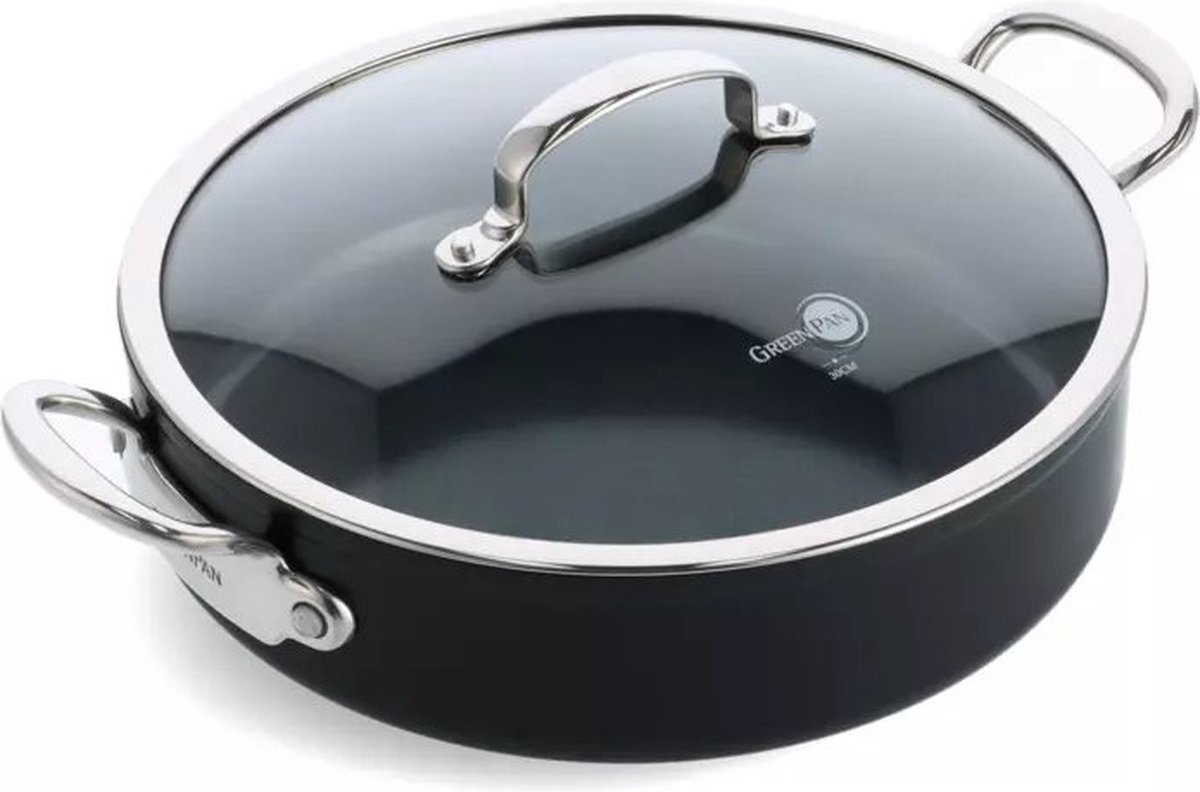 Greenpan Barcelona Pro Hapjespan met Glasdeksel, 30cm