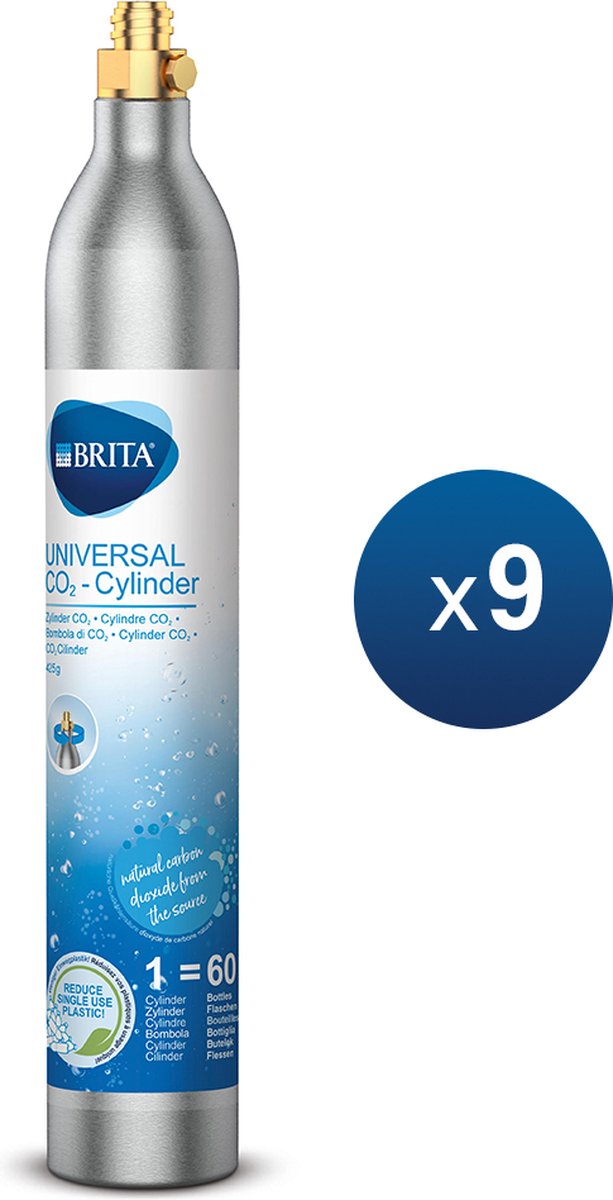 BRITA - SodaOne - Soda - co2 cilinder voor bruiswatertoestel - 9-pack – Universeel