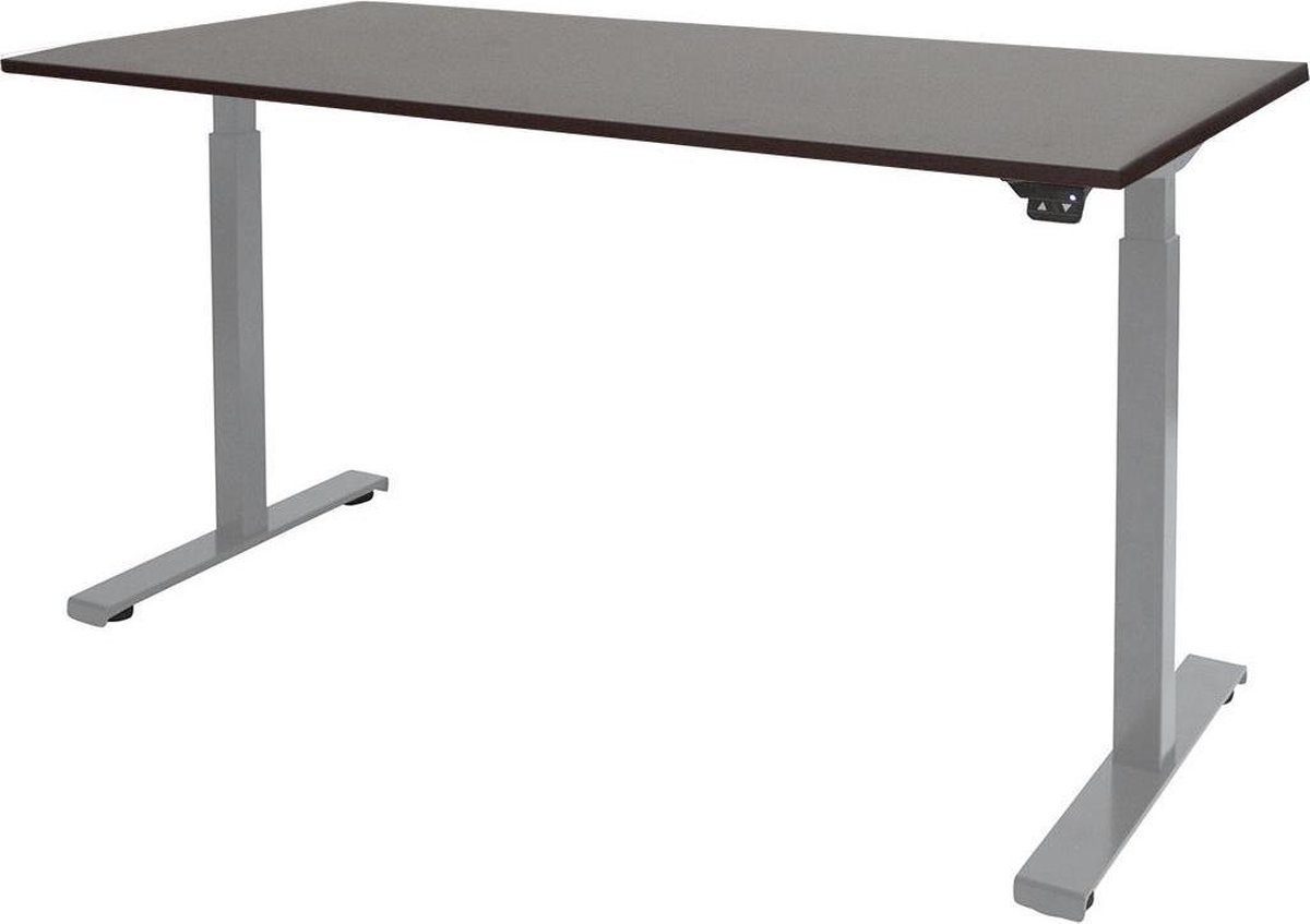RoomForTheNew Bureau Heathrow Basic-Desk - Zit sta Bureau - Zit sta Bureau Elektrisch - Gaming Bureau - Game Bureau - Verstelbaar Bureau - standing Desk--Logan eiken blad-Aluminium  onderstel- 160x80
