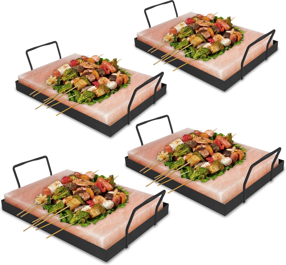 Zoutsteen BBQ Accessoire Zout TILE 20 cm x 30 cm x 3 cm (With Iron Stand BBQ Slab) 4X