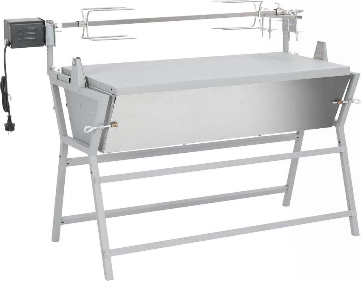The Living Store Grill Rotis - 132 x 55 x 98 cm - Verstelbaar draaispit - Gelijkmatige warmteafvoer - Elektrische motor - Hittebestendig gepoedercoat staal