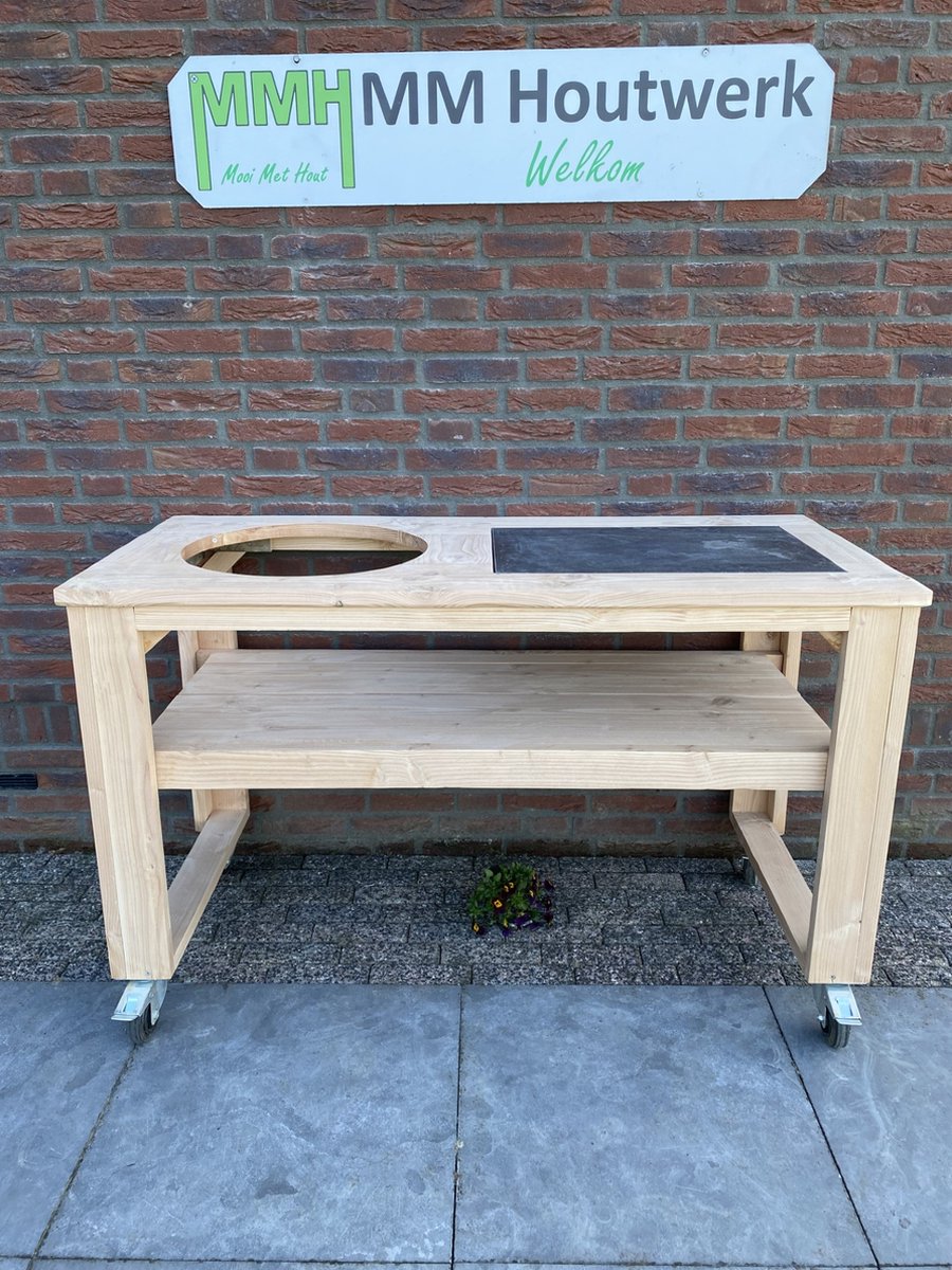 Barbecuetafel, Buitenkeuken, BBQ tafel, Kamado tafel douglashout, van MMHoutwerk