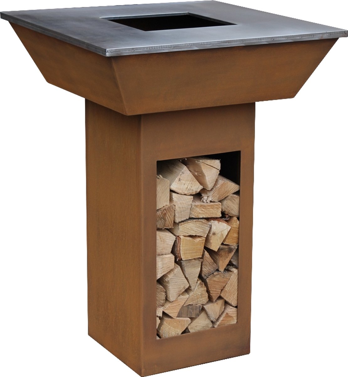 GardenMaxX Grill-Ahome 80 Corten - Plancha BBQ - Vuurschaal - Grillen - Bakken - Grill-Ring - Barbecue - Buitenkoken - Grillplaat BBQ - 80x80