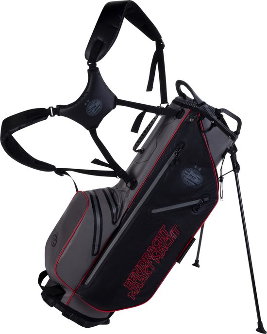 FastFold PSV Golftas - 9 inch - Golftas Standbag - 7-vaks - Golf Draagtas - Waterafstotend - Zwart Rood