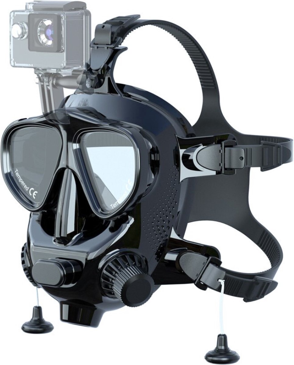 Happyment Duikmasker Full Face Volwassenen - Duikbril Volwassenen - Snorkelmasker - Snorkel - Volwassenen - L/XL - Zwart