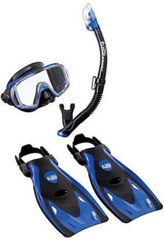 Tusa Visio Tri-Ex Travel snorkelset Blauw L 41-46
