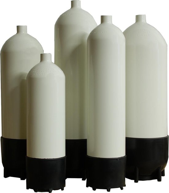 Duikfles Eurocilinder 10liter met afsluiter en flesvoet