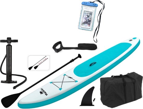 Wakiki Sup board 320cm met GRATIS Waterproof telefoonhoesje- 6-delige set - Blauw