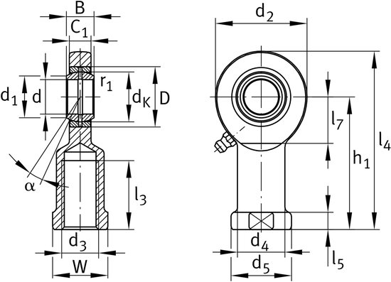 INA/Elges Stangkop binnendraad rechts, onderhoudsplichtig - GIR40-DO-2RS