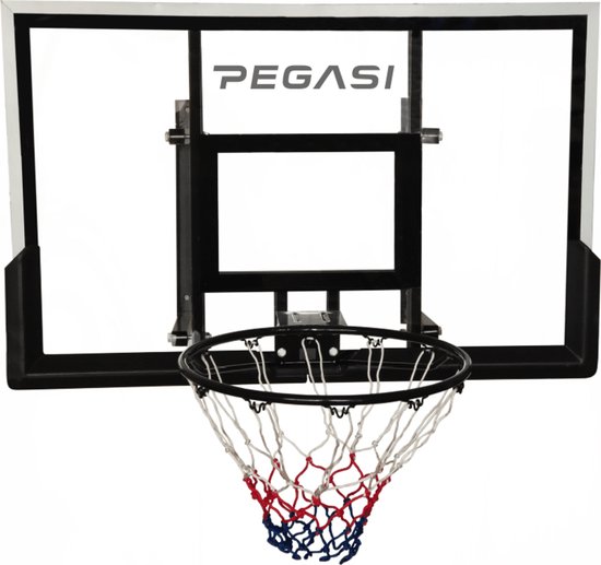 Pegasi Basketbalbord buiten en binnen met verende basketbalring - 122 x 82 cm - Incl. bevestiging - 008