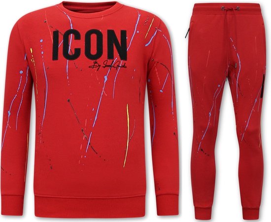 Exclusieve Mannen Joggingspak - ICON Painted - Rood