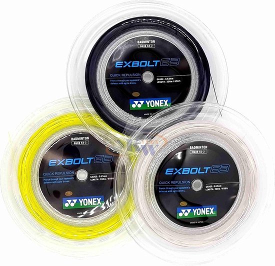 Yonex Exbolt 63 badmintonsnaren - Wit - Rol 200M