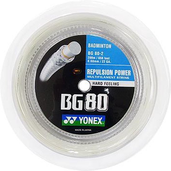 Yonex BG80 badmintonsnaar - super touch - 200m - wit