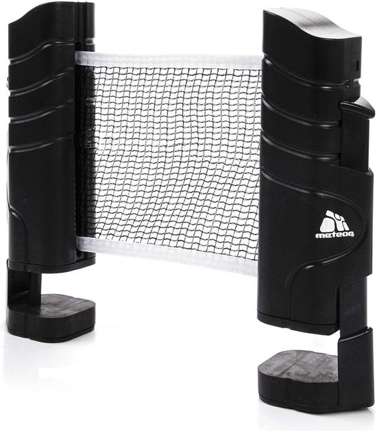 Tafeltennisnet, uittrekbaar, tafeltennisnet, zwart, uittrekbaar met, instelbare lengte, mobiel tafeltennisnet voor elke tafel, 220 (max) x 14,5 cm (tafeltennisnet)