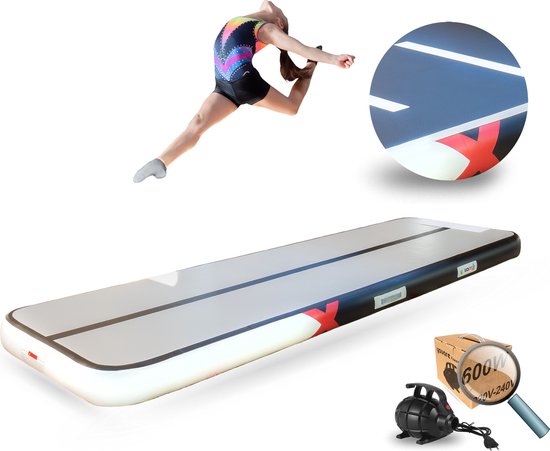 YouAreAir Turnmat — AirTrack Pro 4.0 | 3 meter — 15cm dik | Gymnastiek | Waterproof | incl. 600W sterke YouAre miniblower — 3m Gym fitness mat met elektrische lucht-pomp